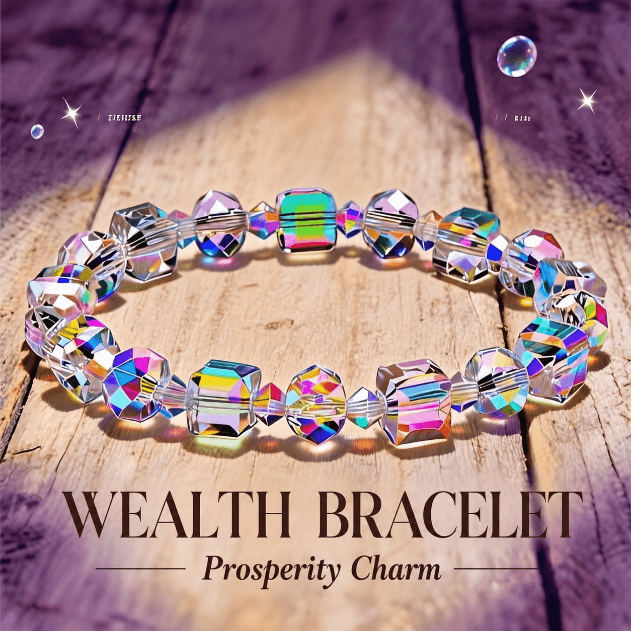 Iridescent AB Bead Stretch Bracelet, Unique Gift